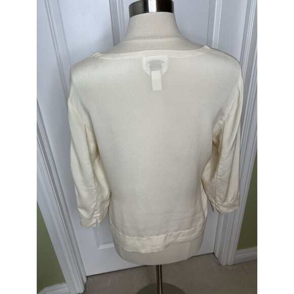 Talbots 100% Pure Silk Vintage Cream Light Academia Boxy Fit Blouse Size 16 - Picture 11 of 11